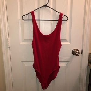 Red tank bodysuit